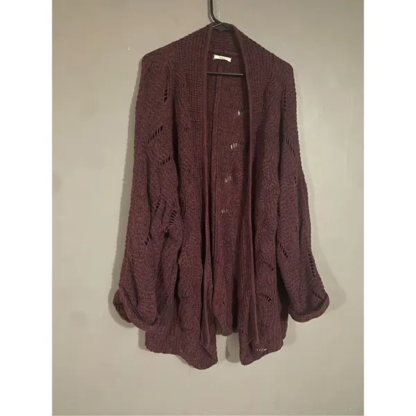 Maurice’s Maroon Chinky Knit Open Front Cardigan Size 2XL - Image 2