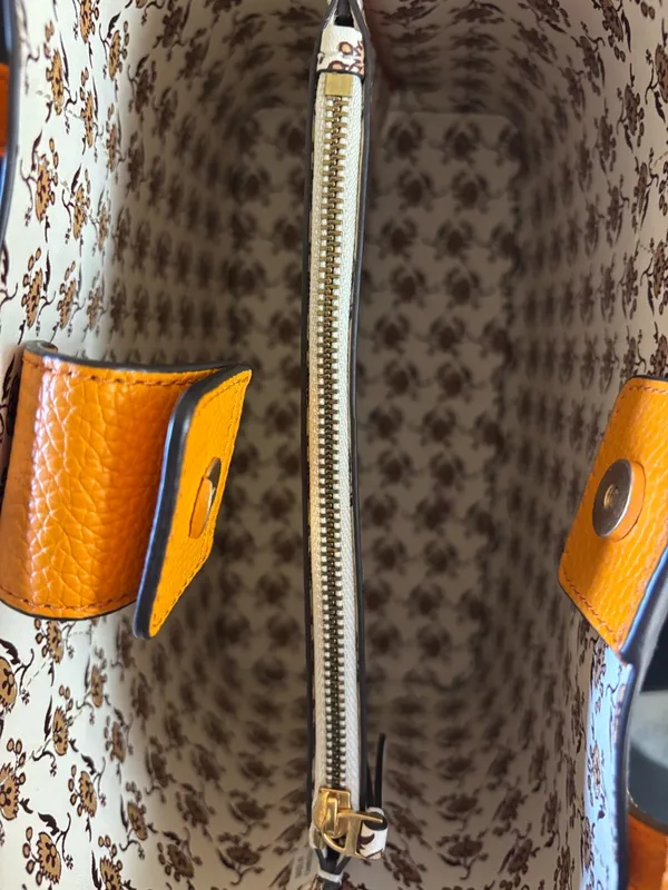 Tory Burch Bright Yellow Pebbled Leather Mini Tote with Strap - Image 6