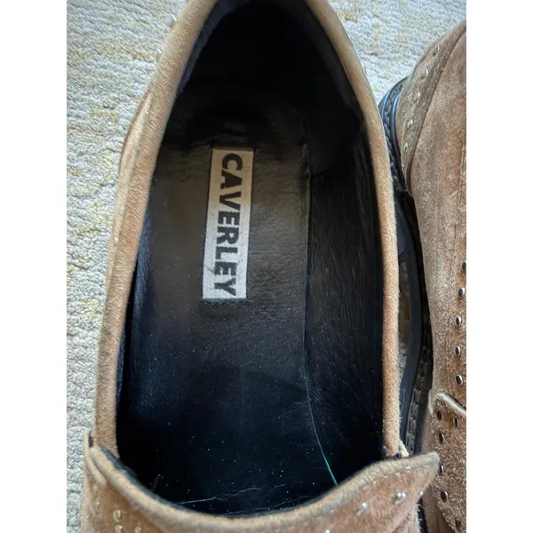Caverley Studded Loafers Womens 7.5 Tan Suede Lug Sole Block Heel Platform Shoes - Image 9