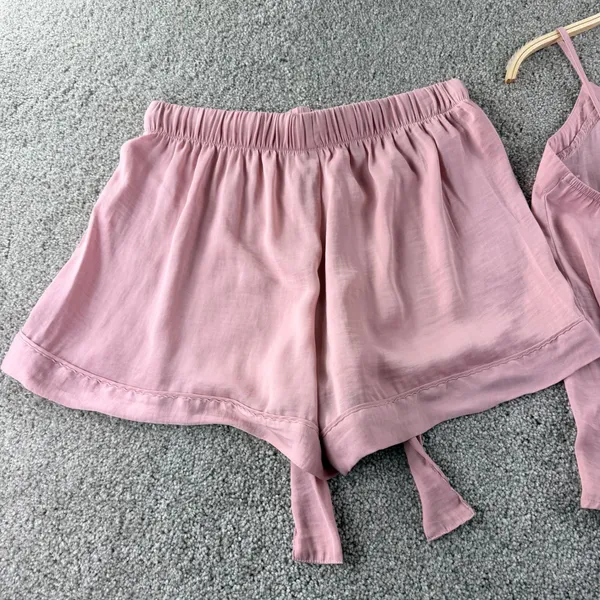Ambrielle Pajama Set Women M Pink Satin Cami Short Sleepwear Balletcore Coquette - Image 11