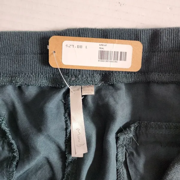 Mono B Pull-on Lightweight Pants Dark Teal Blue Tencel Cropped Size L - Image 2