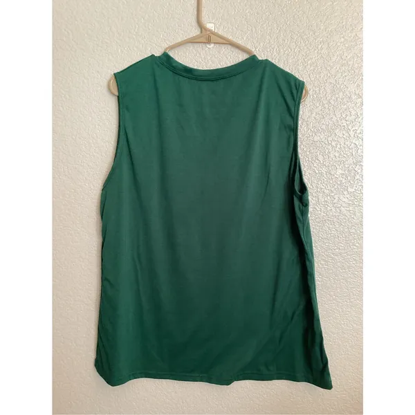 Women's Sleeveless Graphic Tank Watercolor Style Blue Dragonfly Dark Green M - Image 2