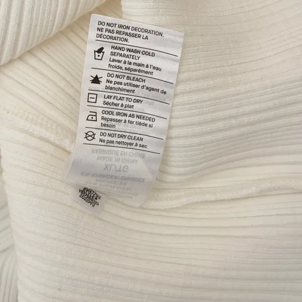 VINCE Pearl Button Cardigan Sweater Off White Ribbed Cropped V Neck‎ X-Large - Image 14