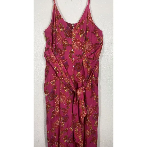 Free People Hot Tropics Jumpsuit Pink Orange Size 2 - Image 6
