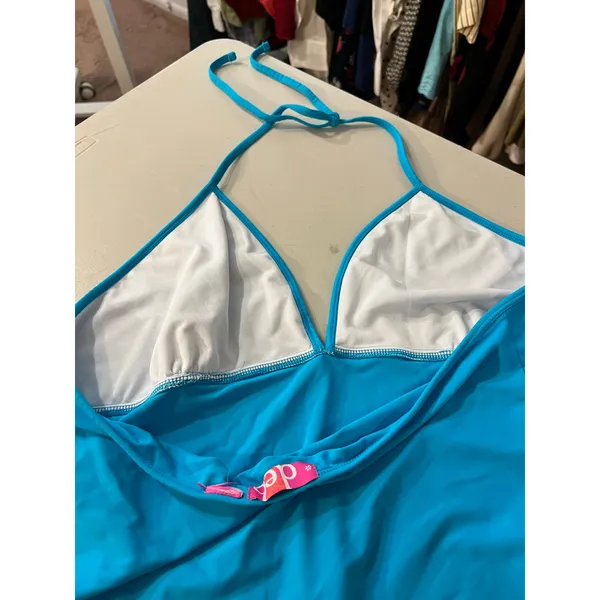 Y2K Deb Teal Blue Halter Tank Top Size Large to XL - Image 6