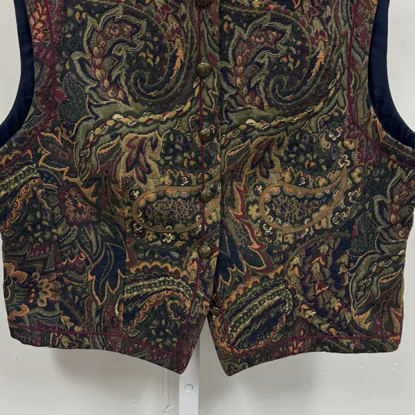 Vintage Spirits in the Pine Women's Tapestry Boho Paisley Button Vest‎ Large - Image 5