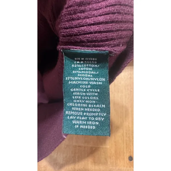 Lauren Ralph Lauren Womens Ribbed‎ Turtleneck Sweater Burgundy Purple Size S - Image 4