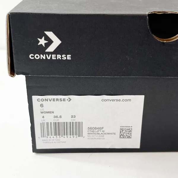 Converse Chuck Taylor High Top Lace Up Platform Sneakers White 6 - Image 4