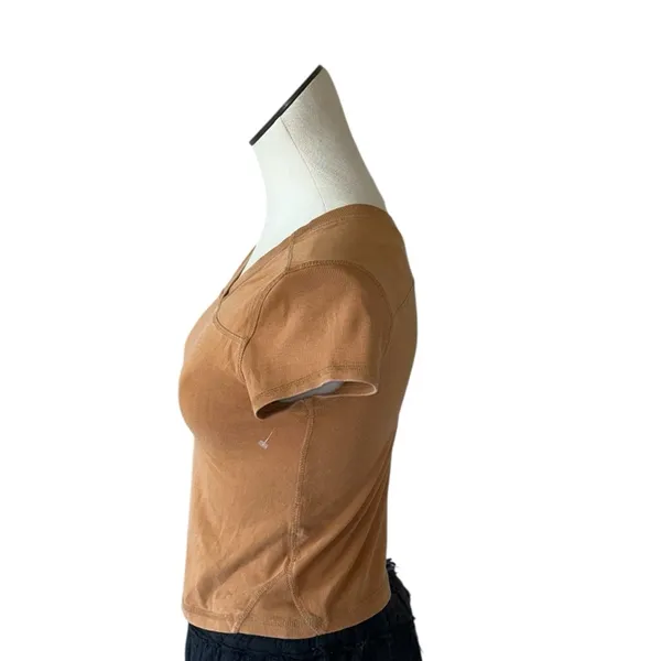 NWOT Free People Movement Hot Shot Baby Tee In Color Camel Stretch - Image 3