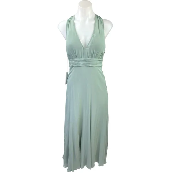 NEW Reformation Green Rosalind Halter Plunge V Cocktail A Line Maxi Dress Size 2 - Image 5