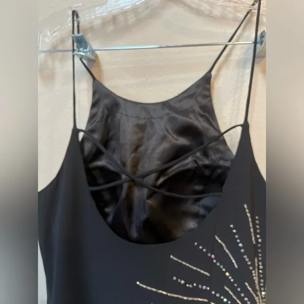 Vintage 90s May Queen Black Sequin Maxi Dress Formal Prom Evening Size 8 - Image 4