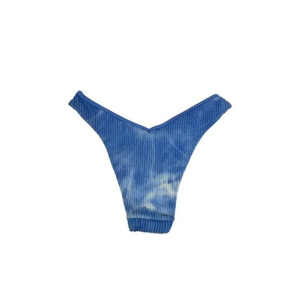 Aerie Real Good Cheeky Bikini Bottom Blue Tie Dye Smocked V-Front Swim XS NEW‎ - Image 2