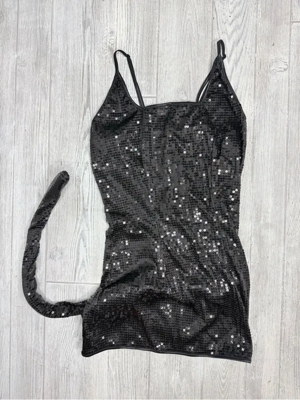 Nwt musical legs cat halloween costume cosplay with black dress and cape m/l - Image 5