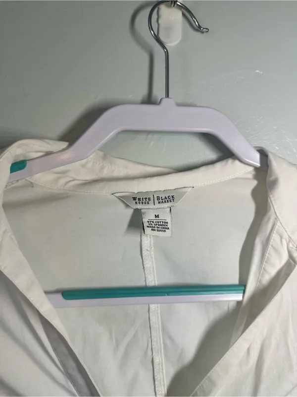White House | Black Market White Long Button Down Shirt - Image 2
