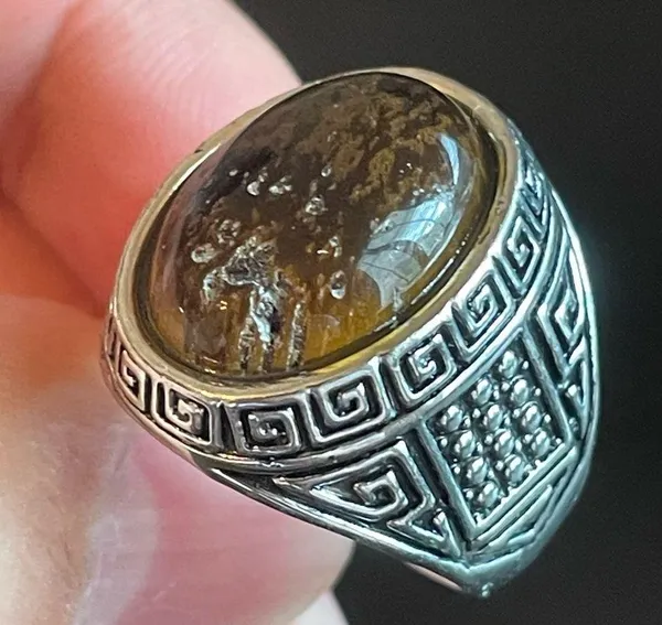 Tigers eye stone silver ring size 9 Brown - Image 5