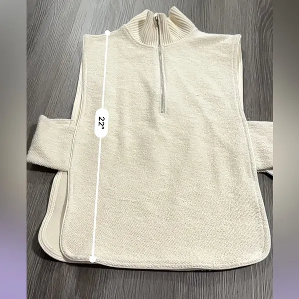 Zara Off White Cream Sleeveless Half Zip Open Side Jacket‎ Top Size M/L - Image 8