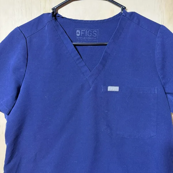FIGS Catarina Women's Medium Navy Blue Scrub Top V Neck One Pocket Medical Nurse - Image 2