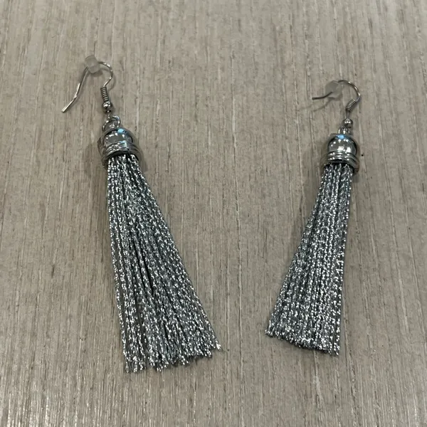 Vintage silver fringe earrings - Image 2