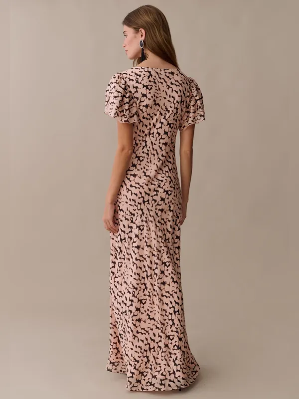 NWT Few Moda Leonor Silk Dress size Medium M pink animal print flutter o.p.t - Image 2