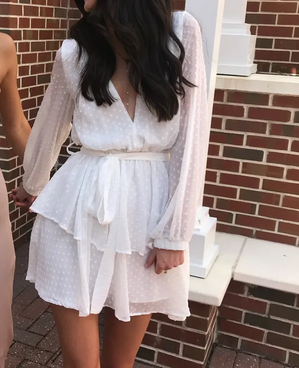 Princess Polly White Long Sleeve Mini Dress - Image 4