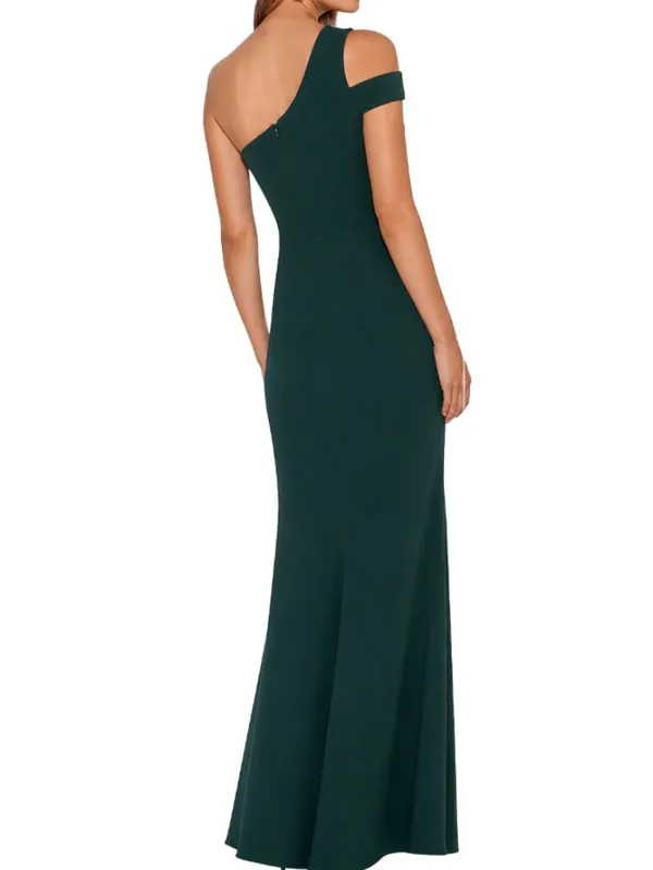 XSCAPE Lucy Long‎ Scuba 14 Green Crepe One Shoulder Dress - Image 2