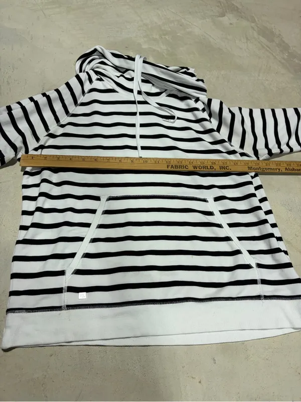 Lauren Ralph Lauren Striped Black & White funnel neck Pullover Sweatshirt large - Image 7