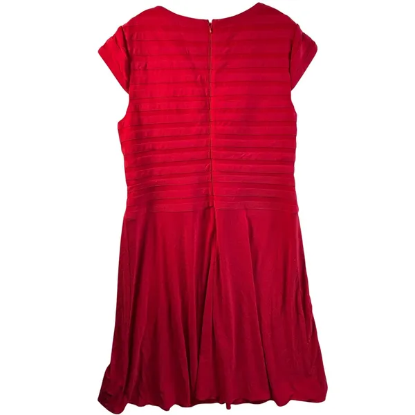 Adrianna Papell Red Mesh Panel V-Neck Cap Sleeve‎ Cocktail Dress Size 16 NEW - Image 2