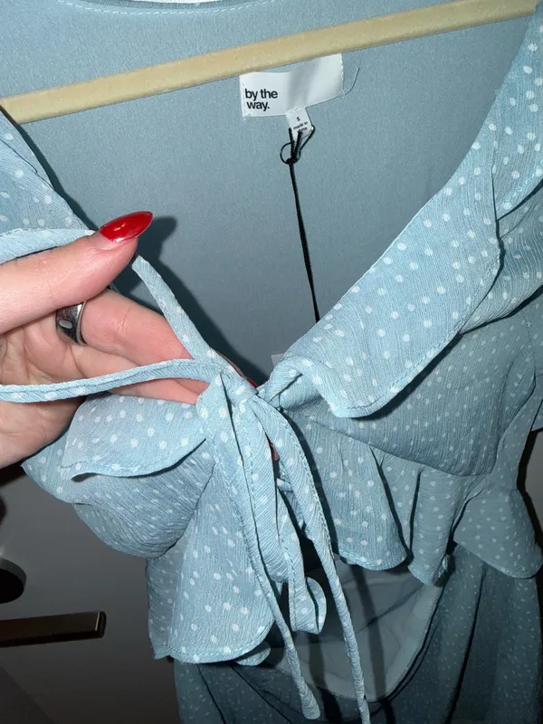 superdown Baby Blue Polka Dot Dress Mercy Small - Image 6