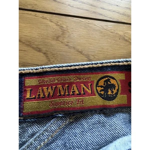 Vintage 90’s Lawman Western Slim Fit Straight‎ Leg Dark Blue Denim Jeans Size 1 - Image 9