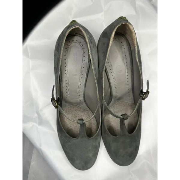 Hugo Boss Taupe Suede Mary Jane Block Heels - Image 2