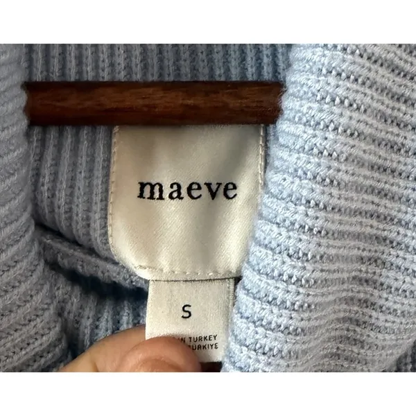 Maeve Anthropologie Sleeveless Turtleneck Sweater Vest Blue Ribbed Knit Size S - Image 5