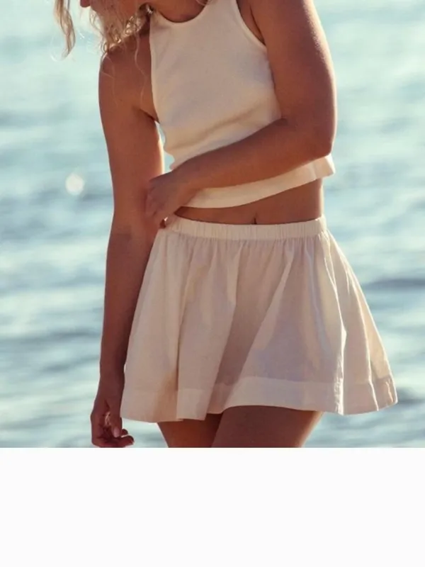 NEW Free People free-est Milani Tank Top Mini Skirt Boho Cotton Set Coconut Milk - Image 3