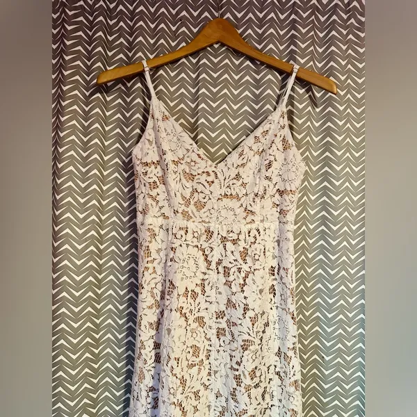 Lulus | One Wish White Lace Midi Dress, Size M - Image 6