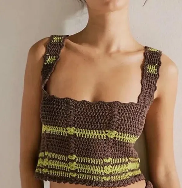 FREE PEOPLE Beach Cover up DONNI Sweater Set Crochet Skirt size small - Image 5