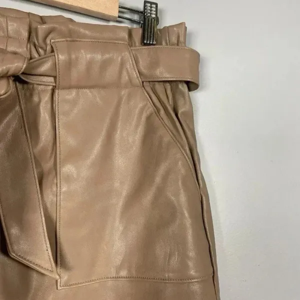 CI Sono Womens Skirt Size L Brown Mini‎ Faux Leather Short Belted - Image 4