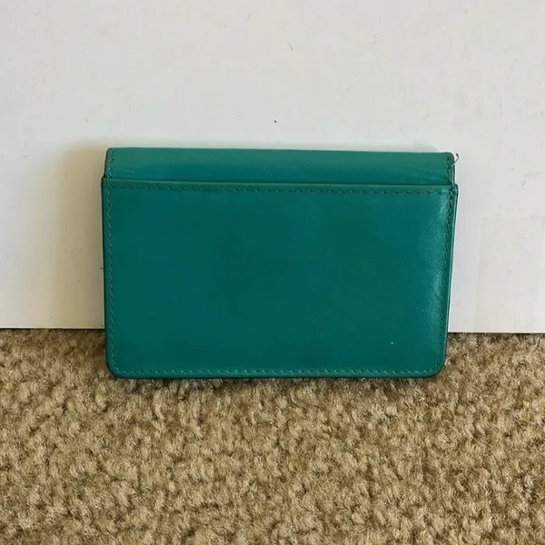 Oakley leather coin purse wallet Teal green Snap Button Card Slot Compact Aqua - Image 2