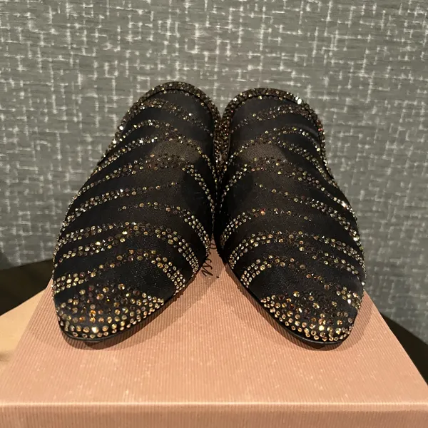 NIB GIANVITO ROSSI Raja Crystal Slide Shoe Shoes Black 8.5 - Image 8