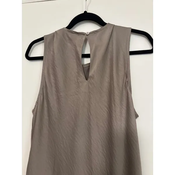 House of Harlow 1960 Womens Taupe‎ Ruched Side Satin Midi Dress XL Sleeveless - Image 7