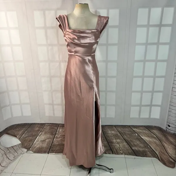 Birdy Grey English Rose Mia Shiny Satin Convertible Bridesmaid Dress Size XS - Image 3