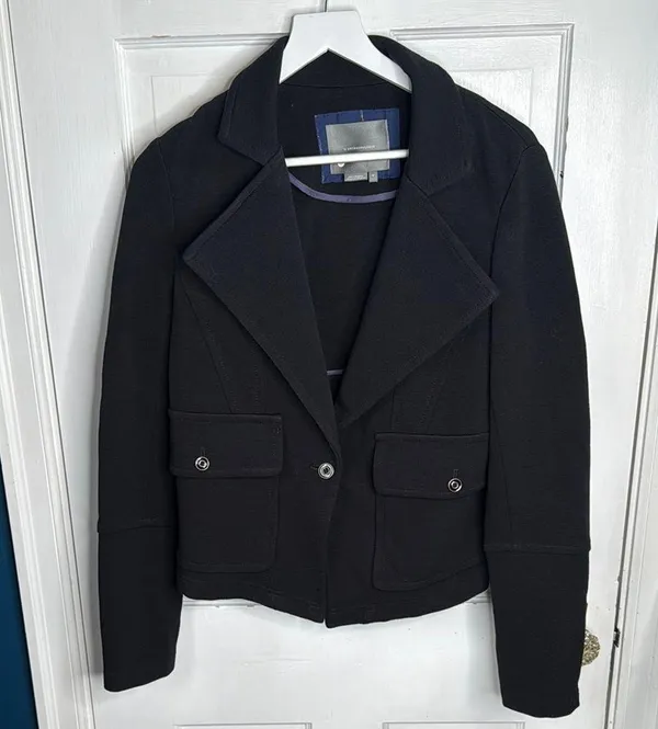 ANTHROPOLOGIE Tailored Moto Button Front Pea Coat Blazer W1469 Sz M - Image 3