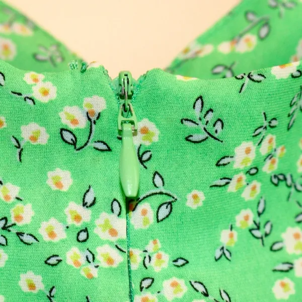 QUIZ Puff sleeve Floral green dress sundress - Image 4