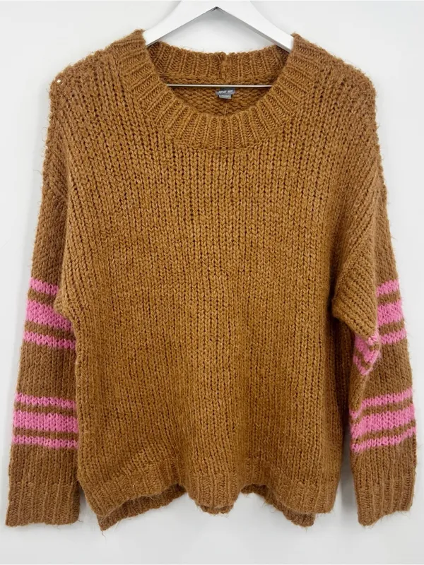 Aerie Brown And Pink Cable Knit Sweater Size XS Boho New With Tags - Image 7