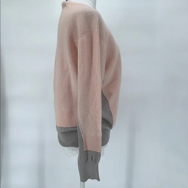 Marc by Marc Jacobs Cashmere Colorblock Sweater Pink Gray Silk Hem M - Image 4