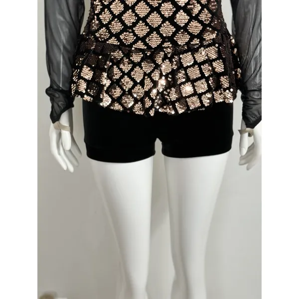 Weissman Dance Costume Black Gold Sequin Glam Dancecore Competition Medium Adult - Image 8