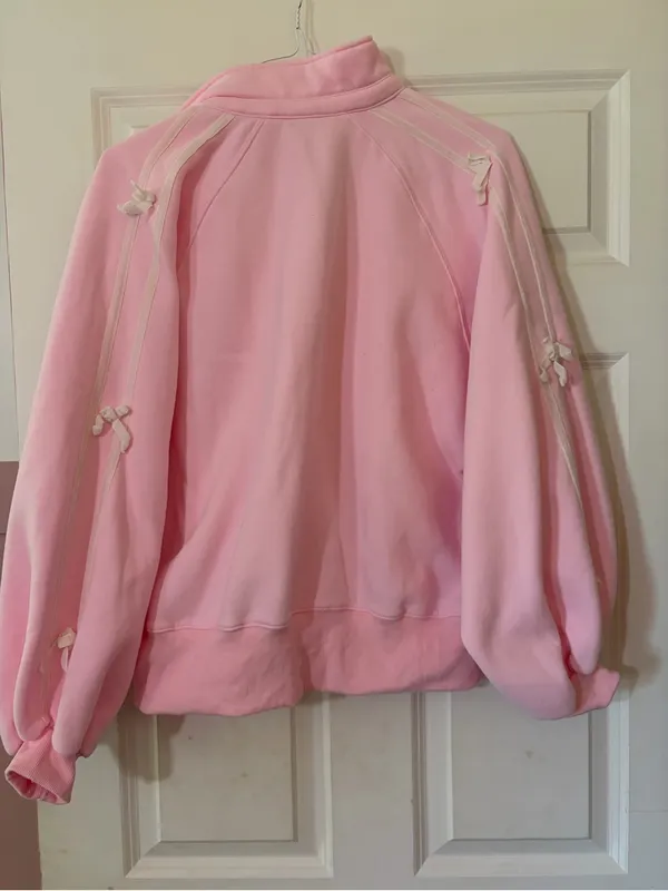 As Revival Cozy Light Pink Hooded Pullover Sweatshirt with Snap-Trim V-Neck - Image 7