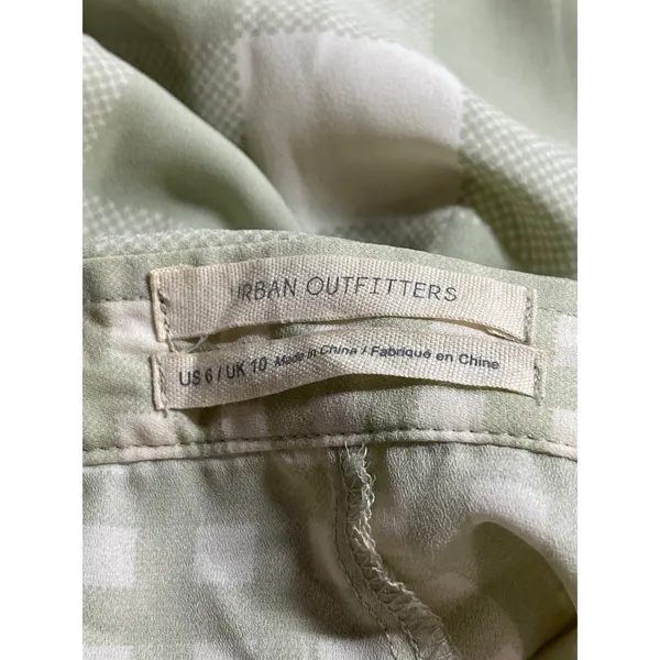 Urban Outfitters Green Gingham Check Asymmetric A-Line Mini Skort Skirt Size 6 - Image 6