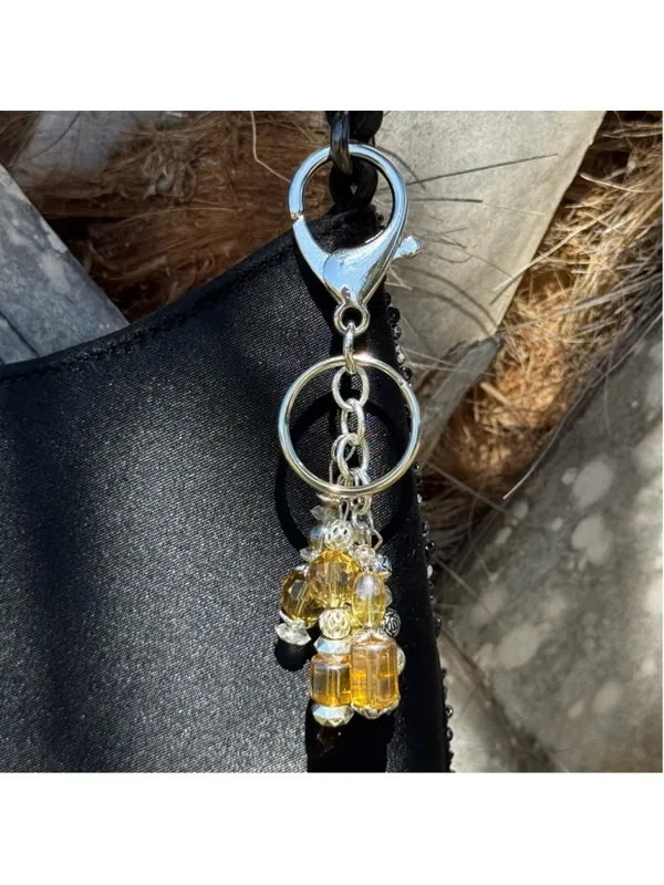 NEW Golden Glow #17 | Handmade Beaded Bag Charm & Keychain - Image 3