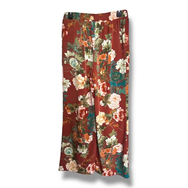 Chico's Floral Wide Leg Pull-On Palazzo Pant‎ Size 0 XS 4 Rust Green - Image 4