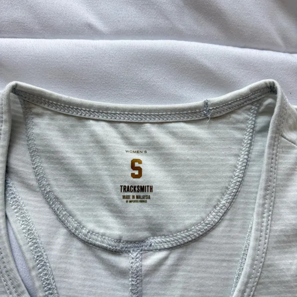 Tracksmith Tank Top Womens Small Gray Striped Racerback Running Activewear‎ - Image 2