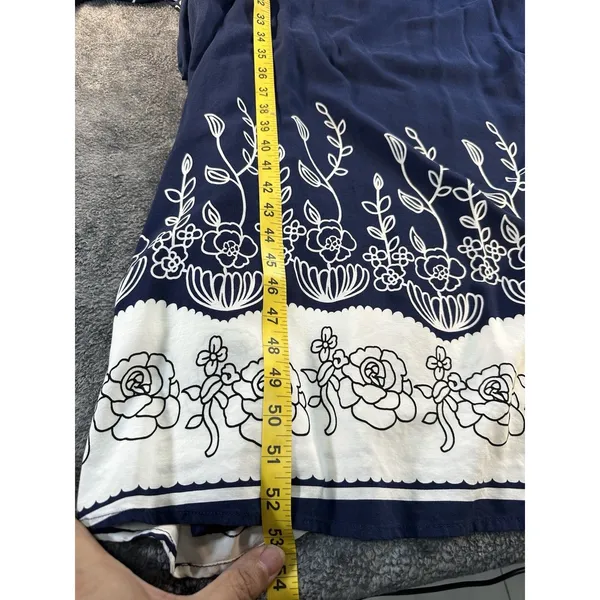 Emery Rose Navy Blue Boho Floral Maxi Dress - Size L - Image 6